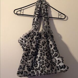 Leopard Print Faux Fur Tote Bag